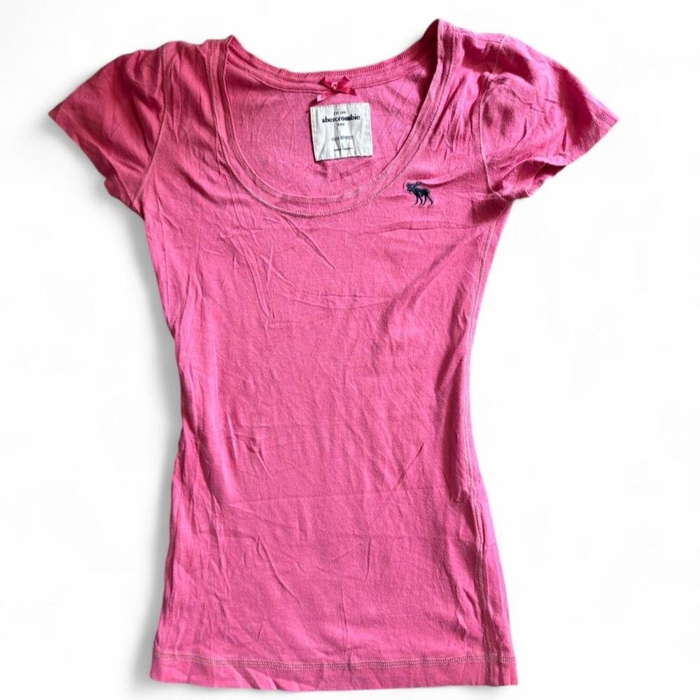 Vintage Y2K Abercrombie Pink Classic Stretch Fitted Baby Tee